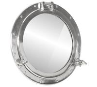 Mangloder Miroir hublot mural Ø 50 cm en aluminium et verre argenté design rond décoratif pour couloir, salle de bain, salon, chambre à coucher, garde-robe, bureau à domicile, cuisine, restaurant