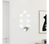 Mangloder Miroir LED ovale en verre 60 x 30 cm, blanc chaud et blanc froid, port USB, sans cadre, pour salle de bain, chambre à coucher, couloir et décoration moderne