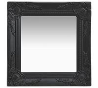 Mangloder Miroir mural de style baroque 40 x 40 cm, noir, cadre en bois avec bord biseauté, miroir décoratif pour dressing, couloir, salle de bain, garde-robe, salon et chambre à coucher