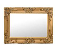 Mangloder Miroir mural de style baroque - 60 x 40 cm - Cadre en bois doré - Rectangulaire - Avec crochet - Aspect vieilli - Miroir grossissant pour couloir, chambre à coucher, salle de bain