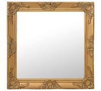 Mangloder Miroir mural de style baroque, 60 x 60 cm, doré, cadre en bois avec bord biseauté, miroir mural pour salle de bain, chambre à coucher, couloir, salon, vestiaire, coiffeuse, décoration