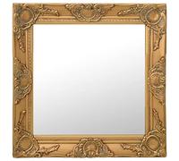 Mangloder Miroir mural de style baroque doré 50 x 50 cm, cadre en bois avec bord biseauté, pour dressing, couloir, salle de bain, garde-robe et décoration d'intérieur