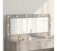 Mangloder Miroir mural en verre et bois placé, béton gris, angle droit, 100 x 45 x 18 cm, éclairage LED, pour salle de bain, chambre à coucher, couloir, coiffeuse, intérieur