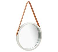 Mangloder Miroir mural rond avec ceinture 40 cm Argenté Décoration vintage en bois de paulownia Miroir suspendu pour chambre à coucher, salon, couloir, salle de bain et intérieurs modernes