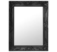 Mangloder Miroir mural style baroque noir 50 x 60 cm avec cadre en bois et bord biseauté, miroir décoratif rectangulaire pour dressing, chambre à coucher, couloir et salon