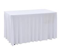 Mangloder Nappes élastiques de Table avec Jupon 2 pièces 120x60,5x74 cm Blanc Tissu Extensible pour décoration de fête intérieur extérieur