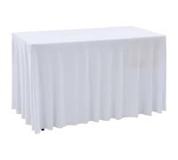 Mangloder Nappes élastiques de Table avec Jupon 2 pièces 183x76x74 cm Blanc pour décoration de fête, Protection de Table, Lavable en Machine, idéale pour intérieur et extérieur