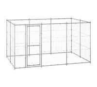 Mangloder Niche d'extérieur en acier galvanisé pour chien de 7,26 m² avec grille en maille, porte verrouillable, pour chiot, parc, jardin et terrasse