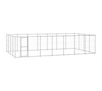Mangloder Niche d'extérieur pour chien en acier galvanisé avec sortie de 33,88 m², enclos à roue libre avec grille, porte et système de verrou, pour chiot, entraînement, jardin, camping et lieu sûr