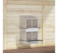 Mangloder Nichoir pour poules avec 4 compartiments en acier galvanisé argenté 54 x 79 x 109,5 cm avec toit incliné, ventilation et fond amovible pour clapier, roue libre, extérieur et nettoyage facile