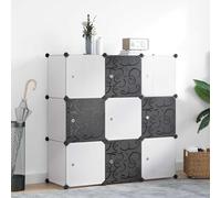 Mangloder Organisateur de Rangement Cube avec 9 Compartiments Noir/Blanc, Support modulable en PP et Acier chromé, Dimensions 110 x 37 x 110 cm, idéal pour Dressing, entrée ou Chambre