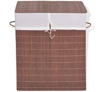 Mangloder Panier à linge rectangulaire en bambou marron avec couvercle et poignée - Pliable - Insert en tissu amovible - 52 x 32 x 60 cm - Pour salle de bain, chambre à coucher, buanderie, rangement