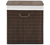 Mangloder Panier à linge rectangulaire en bambou marron foncé avec insert en tissu amovible, pliable, 40 x 30 x 60 cm, poignée sur le couvercle pour salle de bain, chambre à coucher, buanderie