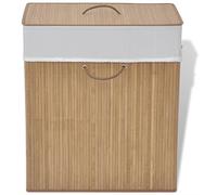 Mangloder Panier à linge rectangulaire en bambou naturel avec insert en tissu amovible, pliable et portable, 40 x 30 x 60 cm, pour salle de bain, chambre à coucher et buanderie, peu encombrant pour
