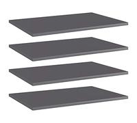 Mangloder Panneaux bibliothèque 4 pcs Gris Brillant 60x40x1,5cm aggloméré pour Meuble de Rangement Livre Dossier classeur présentoir vitrine Colonne casier Compartiment Tablette Niche Porte tiroir