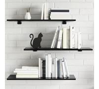 Mangloder Panneaux bibliothèque 8 pcs Noir Brillant 80x30x1,5cm Aggloméré pour Meuble de Rangement Livre Dossier classeur vitrine Colonne casier Compartiment