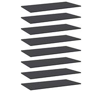 Mangloder Panneaux de bibliothèque 8 pièces Gris aggloméré 80x20x1,5 cm pour Meuble de Rangement, étagère modulable pour Salon Bureau Chambre entrée Maison