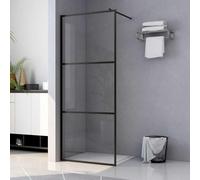 Mangloder Paroi de douche en verre trempé transparent noir 100 x 195 cm avec profil réglable et protection anti-éclaboussures, montage facile, verre de sécurité durable, séparation de salle de bain
