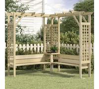 Mangloder Pergola d Angle avec Banc Bois de pin imprégné, Structure de Jardin en Bois Vert, Support pour Plantes grimpantes, idéale pour terrasse et Patio, Facile à Assembler