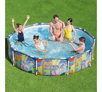Mangloder Piscine Hors Sol Steel Pro Cadre 305x66 cm avec système FrameLink pour Jardin extérieur baignade familiale Robuste en Acier et PVC avec vanne de vidange et rustine de réparation
