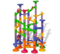 Mangloder Piste à billes Jouet de construction pour enfants à partir de 3 ans avec 112 pièces, rails colorés, courbes, entonnoir, spirale, tunnel, pont, tour, toboggan, idéal pour la créativité