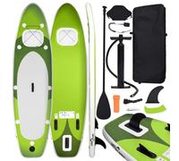 Mangloder - Planche de SUP gonflable - 330 x 76 x 10 cm - Vert - Pour activités aquatiques, de loisirs et de yoga - Avec pompe, laisse, siège, sac - Idéal pour les débutants et les familles - Stable
