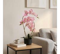 Mangloder Plante d'orchidée artificielle avec pot rose en tissu, PE et PEVA, 45 x 15 x 65 cm, fleur artificielle, plante artificielle, fleur en soie, décoration de table pour salon, bureau et rebord