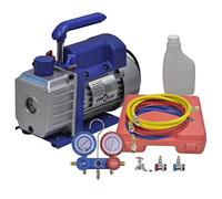 Mangloder Pompe à vide monophasée avec distributeur à 2 voies Manomètre Kit pour climatiseur Accessoires de rechange 220 V 120 W 50 L min Portable dans un boîtier en aluminium avec mallette