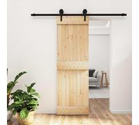 Mangloder Porte coulissante en bois de pin naturel noir 70 x 210 cm pour intérieur compact, facile à installer, robuste, design moderne, idéale pour rénovation et optimisation d'espace