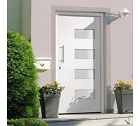 Mangloder - Porte d'entrée en aluminium et PVC - Blanc - 100 x 200 cm - Avec triple vitrage isolant - Serrure de sécurité à 5 voies - Seuil en aluminium - Joint - Kit de montage pour entrée et entrée