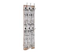 Mangloder Porte-manteau mural avec 6 crochets, MDF et crochets en métal, 120 x 40 cm, crochet pour manteau, veste, sac, porte-chapeaux et rangement dans le couloir, l'entrée