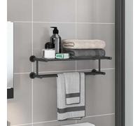 Mangloder Porte-Serviettes Mural Noir en Acier Inoxydable 61 x 23 x 17 cm Support Pratique pour Salle de Bain et Cuisine, résistant à la Rouille, Facile à Installer et à Entretenir