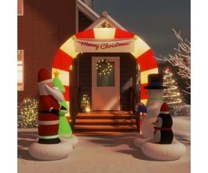 Mangloder Porte voûtée Gonflable de Noël avec LED 260 cm, décoration extérieure Lumineuse, éclairage LED Multicolore pour Maison, Jardin, façade ou terrasse Festive