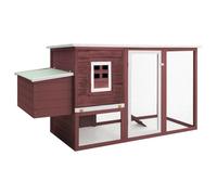 Mangloder Poulailler de jardin en bois avec 1 nid de couchage marron, 202 x 75 x 98 cm, toit inférieur imperméable, grille revêtue par pulvérisation, tiroir extensible, pour extérieur jardin et espace