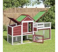 Mangloder Poulailler Moka en pin massif 186,5 x 58,5 x 113 cm avec nichoir, rampe, bac extensible, grille et toit imperméable pour jardin, balcon, roue libre et protection