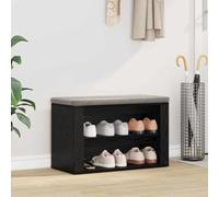 Mangloder Rack à Chaussures en Bois d'ingénierie Chêne Noir 75 x 35 x 45 cm avec Banquette Pratique pour Couloir et Salon Rangement Organiseur Meuble Support