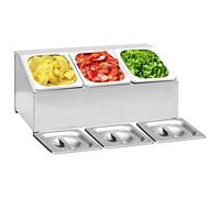 Mangloder Récipient Gastronorm en Acier Inoxydable avec 3 Bacs GN 1/6 Support Stable Pieds Antidérapants Idéal pour Rangement et Organisation en Cuisine Professionnelle ou à Domicile