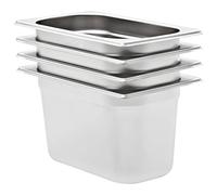 Mangloder Récipients Gastronorm 4 pcs GN 1/4 150 mm en Acier Inoxydable empilables pour Cuisine Professionnelle, Bain-Marie, Buffet, Traiteur, hôtel, Restauration, Stockage, Maintien Alimentaire
