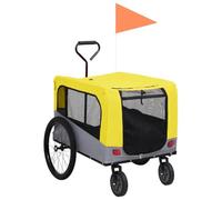 Mangloder Remorque de vélo 2 en 1 pour chien et chat, poussette pour chien en tissu Oxford et acier, pliable avec attache rapide, roue avant à 360 degrés, réflecteurs et drapeau de sécurité