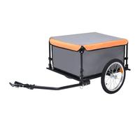 Mangloder Remorque de vélo grise et orange de 65 kg, pliable, imperméable, pour familles, achats, camping, chiens, enfants et transport de charges