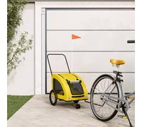 Mangloder Remorque de vélo jaune en tissu Oxford et fer, avec toit en PVC, 124,5 x 63,5 x 66 cm, pour animaux de compagnie jusqu'à 45 kg, charge de timon de 3 à 11 kg, transport extérieur
