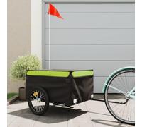 Mangloder Remorque de vélo noire et verte 45 kg en fer robuste avec timon, drapeau de sécurité, 124 x 62,5 x 52 cm, idéale pour le transport, le camping, le shopping, la famille et les chiens