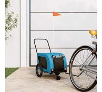 Mangloder Remorque de vélo pour chien bleu et noir en tissu Oxford et fer, avec fenêtre en PVC, fenêtres en filet, réflecteurs et drapeau, pour 30 kg, 124 x 53 x 53 cm, confortable pour les voyages et