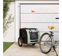 Mangloder Remorque de vélo pour chien gris et noir en tissu Oxford et fer, pliable avec filet, housse de pluie et pneus pneumatiques, charge de 45 kg pour le transport, la marche et l'extérieur