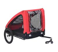 Mangloder Remorque de vélo pour chien rouge et noir en tissu Oxford avec cadre en acier, capacité de charge de 40 kg, fenêtre en maille, attache rapide, réflecteurs pour voyage et promenade