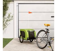 Mangloder Remorque de vélo pour chien verte et noire en tissu Oxford et fer, pliable avec filet, protection contre la pluie, pneus pneumatiques, sécurité pour le transport des animaux de compagnie et