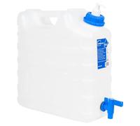 Mangloder Réservoir d'eau avec robinet et distributeur de savon, 15 l, en plastique HDPE transparent, bleu, empilable, 38 x 16 x 39,5 cm, pour camping, voyage, voiture, urgence, rangement pratique