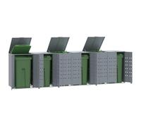 Mangloder - Revêtement pour poubelles à 6 tonnes - Gris - En acier revêtu par pulvérisation - 414 x 79 x 117 cm - Toit rabattable - Portes avant - Pour extérieur, jardin, cour, allée, terrasse