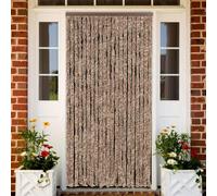 Mangloder Rideau anti-mouches beige et marron foncé 90 x 200 cm en chenille pour porte, moustiquaire avec crochets, moustiquaire pour balcon, caravane, camping-car, silencieux et facile d'entretien