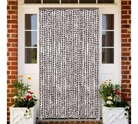 Mangloder Rideau anti-mouches chenille marron et blanc 118 x 220 cm pour porte, moustiquaire pour porte de balcon et porte de terrasse, silencieux, réglable, avec crochets pour un accès facile